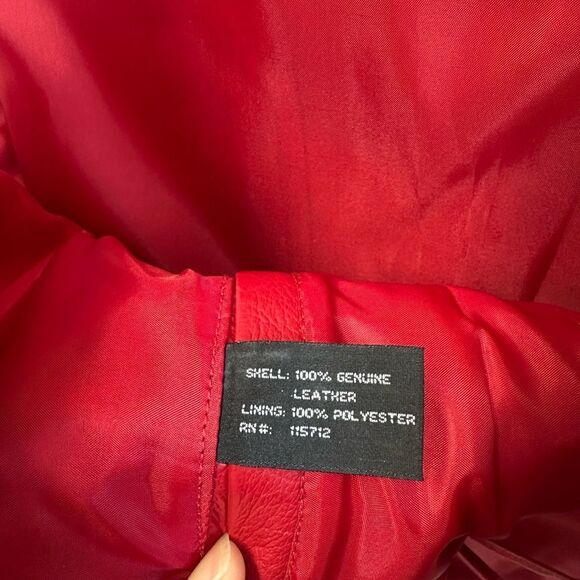 Vintage 90s Red Lace Up Leather Biker Vest Snap Front Size M - Picture 13 of 14